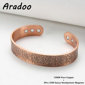 ARADOO Premium Pure Copper Magnetic Bracelets for Men Women Flowers Design Jewelry Gifts