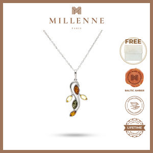 MILLENNE Multifaceted Baltic Amber Sea Creature Silver Pendant with 925 Sterling Silver (MLP-01)