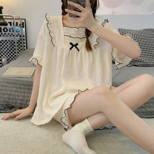 New Arrival Ins South Korea Bear Pajamas Summer Online Red Sun Short Sleeve Shorts Young Adult Can Be Outerwear Homewear Suit