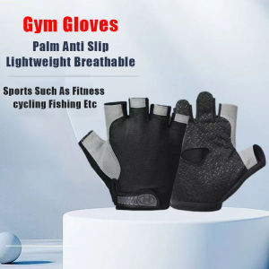 Gym Gloves Half-Finger Sports Exercise Weight Lifting Training Anti-Slip Shock-Absorbing Gym Workout Palm Protection Glove For Workout Bike Rider Running Excise 健身手套