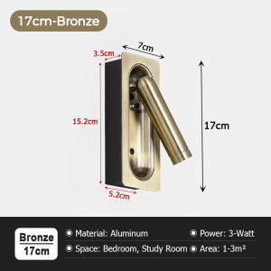 LANTU European-Style Led 3-Watt Recessed Wall Lamp Reading Lamp Hotel Room Bedside Spotlight Hidden Switch Wall Light