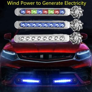 2PCS Wind Powered 8 LED Car Light External DRL Running Lights Headlight Fog Light Lamp Auto Daylight Wind Energy Without Wiring