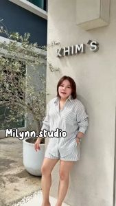 ชุดเซ็ทแขนยาว ลายริ้ว ใส่ชุดนี้แล้วจบเลย คือน่ารักมาก เนื้อผ้าดีมาก