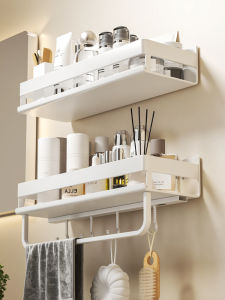 LOCIKA | Wall-mounted No-drilling White Stainless Steel Bathroom Storage Rack