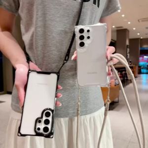 Four Corner Lanyard Case For iPhone 18 Pro Max 17 14 12 13 15 16 Plus Air Shockproof Clear Crossbody Neck Cord Strap Hard Cover