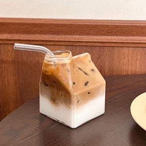 Creative Transparent Heat Resistant Milk Coffee Juice Glass Cup Small House Breakfast Cup Innovative Design Simple Style Ins Trend