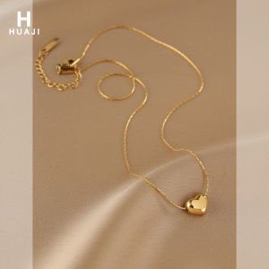 Elegant Titanium Steel Heart Shaped Necklace for Women Non-Fading Fashion Jewelry Clavicle Chain Pendant Alloy Korean Style