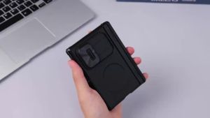 for Samsung Galaxy Fold 8 Case Build inTempered Glass Screen Protector with MagneticSlim Translucent Matte Case-Black