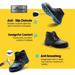 GOLD HAMMER Mens Synthetic Steel Toe Cap Work Safety Shoes GH52-4