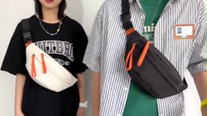 Túi đeo chéo 3 ngăn phong cách basic túi bao tử canvas đeo ngực cá tính