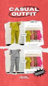 zalera id cozie set (top & pants) one set wanita | one set rayon baju setelan wanita terbaru