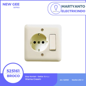 Broco Stop Kontak + Saklar Single New Gee 525161 Warna Cream