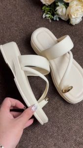 VEBLEN Sandal Jepit Wanita Cewek Bahan Karet Model Korea Style Keren Coklat Hitam Putih Wanita Sendal Cewek