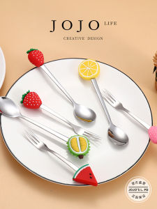 Creative Stainless Steel Fruit Spoon Coffee Spoon with Fruit Pattern European Style Home Use Coffee Utensils Style