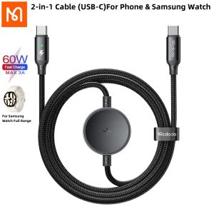 Mcdodo 2-in-1 Cable (USB-C to USB-C 60W PD Fast Charge)For Phone/Tablets/Laptops & Samsung Watch For Samsung S23 S24 iPad Pro MacBook Air iPhone 15 series Xiaomi Huawei Data transmission cable