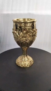 Solid Brass Last Supper Chalice | 5.5-Inch  Communion Cup with Paten l Eucharistic Cup