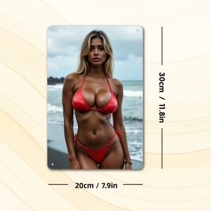 CIFbuy | Biển Thiếc Phẳng 2D Hình Cô Gái Bikini Tóc Vàng Gợi Cảm In Họa Tiết Khiêu Gợi Trang Trí Tường Bằng Kim Loại Quà Tặng Hiện Đại Cho Nhà Bếp Phòng Ngủ Câu Lạc Bộ Văn Phòng