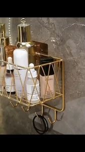 DT19-22 ชั้นตะแกรงวางของติดผนังพร้อมตะขอห้อยสีทอง[2]K5-2