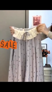 Bộ ngủ pyjama dài tay phối ren hoạ tiết ngọt ngào dễ thương mặc nhà hè thu đông Pj13