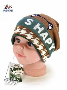 Boys Knitted Fleece Lined Beanie Hat Winter Skiing Cap Overhead Toddler Kids Large Size Knit Hats All-Match Cuff Knitwear