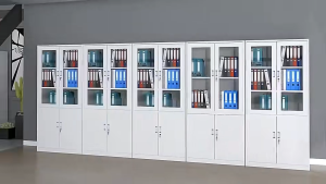 ตู้เก็บเอกสารเหล็ก (แห่งชาติจัดส่งฟรี) ตู้สีขาวประตูโปร่งใสพร้อมล็อคนิรภัย 5 ชั้นปรับเงินฝากพื้นที่กันความชื้นแมลงกันแมลง