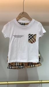 0-5 years old baby suit casual pocket short-sleeved shirt+plaid comfortable shorts two-piece suit [in stock]