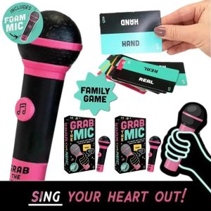 Exciting Grab The Mic The Family Karaoke Game 2-10Players Board Game for Bad Singers 125Lyric Cards Singer Game For Family Party