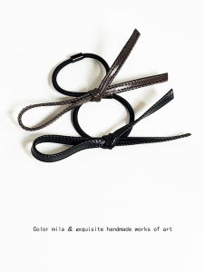 Niche Style French Style Retro PU Leather Bow Hair Rope Sweet Cool Ponytail Classy Minimalist Fancy Headband Hair Accessories Female