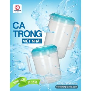 Ca đựng nước 2.5 lít màu trong suốt có vạch đo thể tích hàng Cao cấp việt nhật