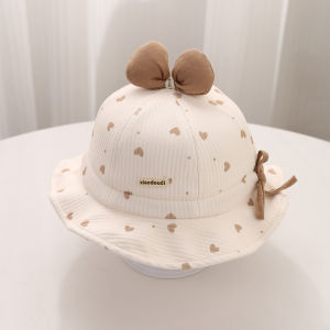 Baby Fishing Cap Spring Autumn Princess Style Sunshade Hat Childrens Heart Shaped Wide Brim Hat Adjustable Cotton Hat for Girls