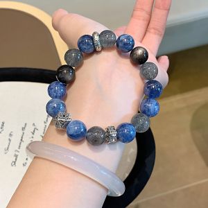 Thời trang tự nhiên pha lê vòng tay nữ mới Star Blue Crystal Crystal vòng tay pha lê xanh tự nhiên vòng tay hạt tròn vòng tay khi nhỏ tinh tế