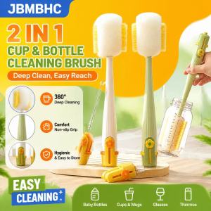 JBMBHC 360° Rotation 5-In-1 Bottle Cleaner Long Handle Sponge Straw Brush Baby Safe Milk Bottle Thermos Cup Multipurpose Cleaning Tool