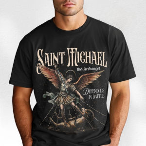 St. Michael Archangel Comfortable Colored Shirt Christian Religious T-shirt Defend Us Fight Catholic Clothing Men Gift Tops