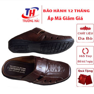 Dép nam bít mũi rọ da bò cao cấp THBM056