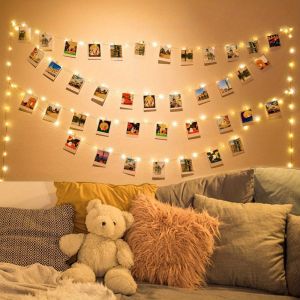 1pc Photo Fairy Lights String with 50/30/20 Clips USB Powered String Lights for Cards Photos Bedroom Parties Weddings Decoration