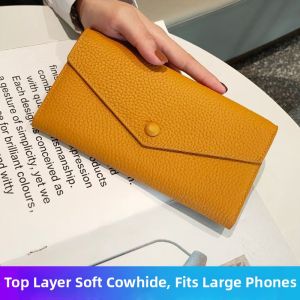 SIFULUN | Genuine Soft Leather Long Wallet Handbag Large Capacity Phone Slot