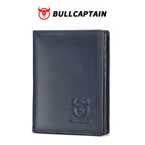 BULLCAPTAIN Casual Business Card Holder RFID Anti-Theft Wallet for Men Genuine Leather Multi-Card Large Capacity Slim Coin Pocket Money Bag