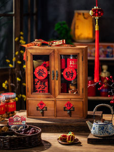 Chinese New Year Gift Box Packaging Biscuits Nuts Year Goods Special Pastries Cooked Food Horse Year Solid Wood Gift Box