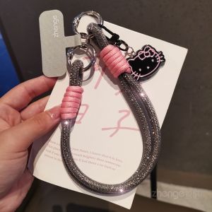 Fashionable Short Phone Strap Thick Strap Mesh Chain Outdoor Shell Resistant Dark Girl Diamond Embedded Net Rope Bracelet