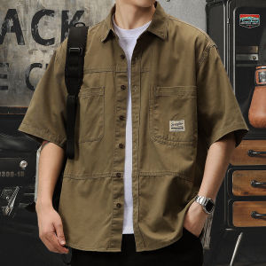 American Retro Loose Workwear Shirt Jacket for Men Autumn Winter
