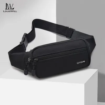 LouisWill Men’s Waist Bag Crossbody Bag Multi-Functional Fitness Bag Sling Bag for Men Small Waist Pouch Waterproof Wear-Resistant Waist Bag with Adjustable Strap Running Sling Bag for Man Men Pouch Bag Belt Bag Original for Men Body Chest bag for Men