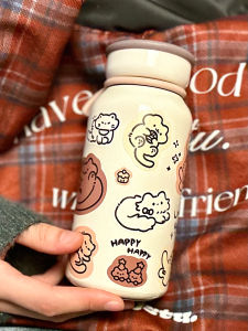 Line Cat Vacuum Cup 304 Stainless Steel 400ml Large Capacity Good-looking Convenient Portable Cup Cute Student