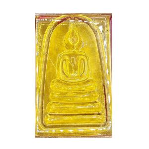 K026 พระสมเด็จ วัดระฆัง พิมพ์ใหญ่ เนื้อ แก้ว สีเหลือง ขนาด 3.6X5.5 เลี่ยม กรอบพระ ทองไมครอน ล้อมเพชร