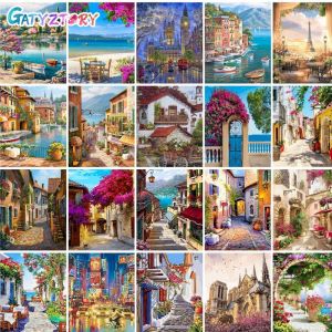 GATYZTORY Paint By Numbers For Adults Children Seaside Town DIY HandPainted Oil Painting Landscape Picture Home Wall Decor Gift