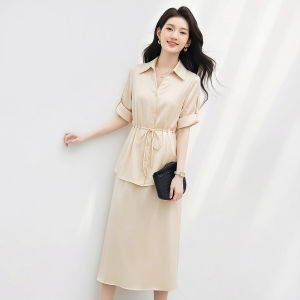 La Chapelle | Bộ Áo Sơ Mi Chuyên Nghiệp & Đầm Dây Satin Mùa Hè Elegance