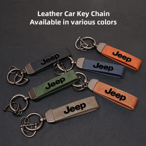 Jeep | Car Vintage Leather Keychain Ring Zinc Alloy Chain Key For Jeep Grand Cherokee Wrangler JK Gladiator Compass Renegade Patriot