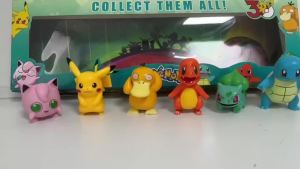 Bandai | 6pcs/set Pokémon Figures Pikachu Toys Model Charmander Psyduck Squirtle Jigglypuff Bulbasaur Kawaii Collect Dolls Friend Gift