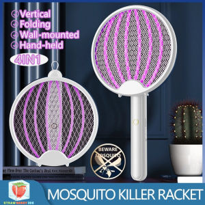 4-in-1 Rechargeable Electric Mosquito Killer Swatter Racket High Voltage Mosquito Trap Lamp