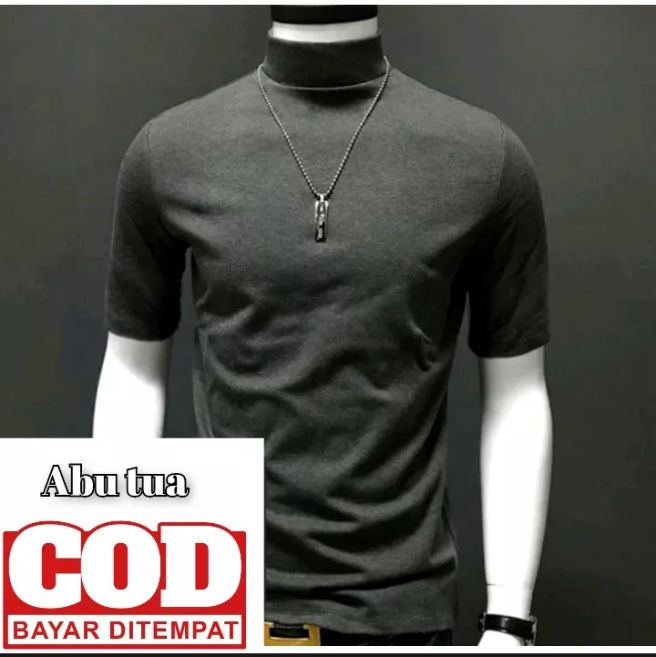 EXCLUSIVE FASHION PRIA Baju kaos turtleneck pria turtle NECK lengan Pendek Polos longsleeve distro Kaos Kerah Leher Tinggi Pria Korean style