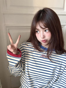 Áo Thun Dài Tay Cotton Cổ Tròn Thường Ngày Cho Nữ Mùa Xuân Thu Thường Ngày Dáng Rộng Thoải Mái in Họa Tiết Sọc Retro